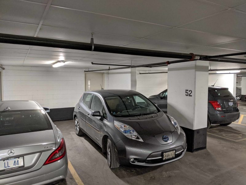 The parking space and storage room P1-52 are directly opposite the elevator